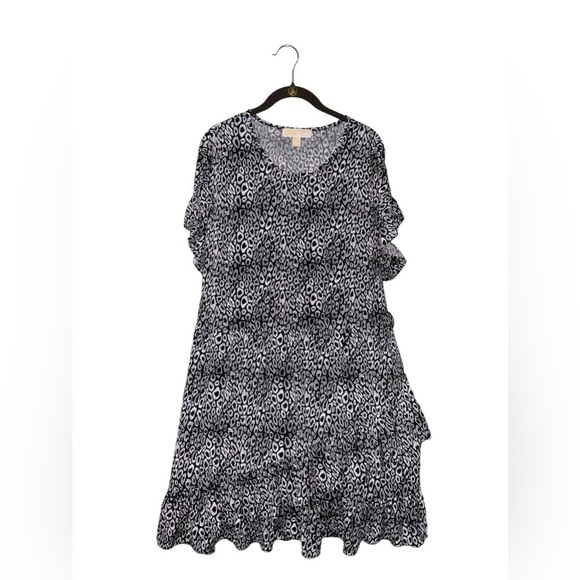 Michael Kors Women's Ruffle Short Sleeve Jewel Neck Dress Size XL - Picture 4 of 10